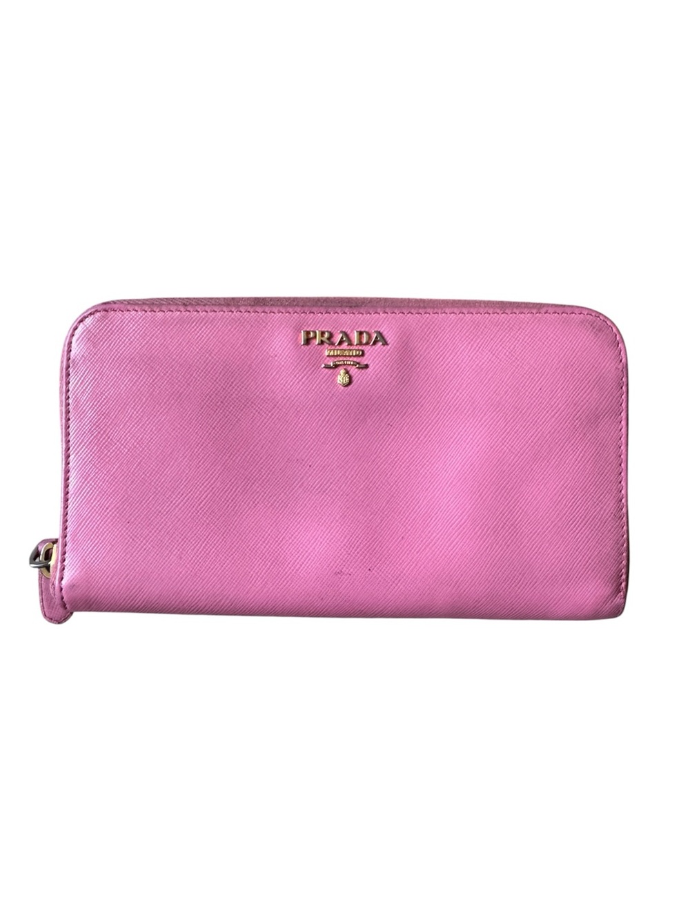 Prada Pink Saffiano Zip-Around Wallet